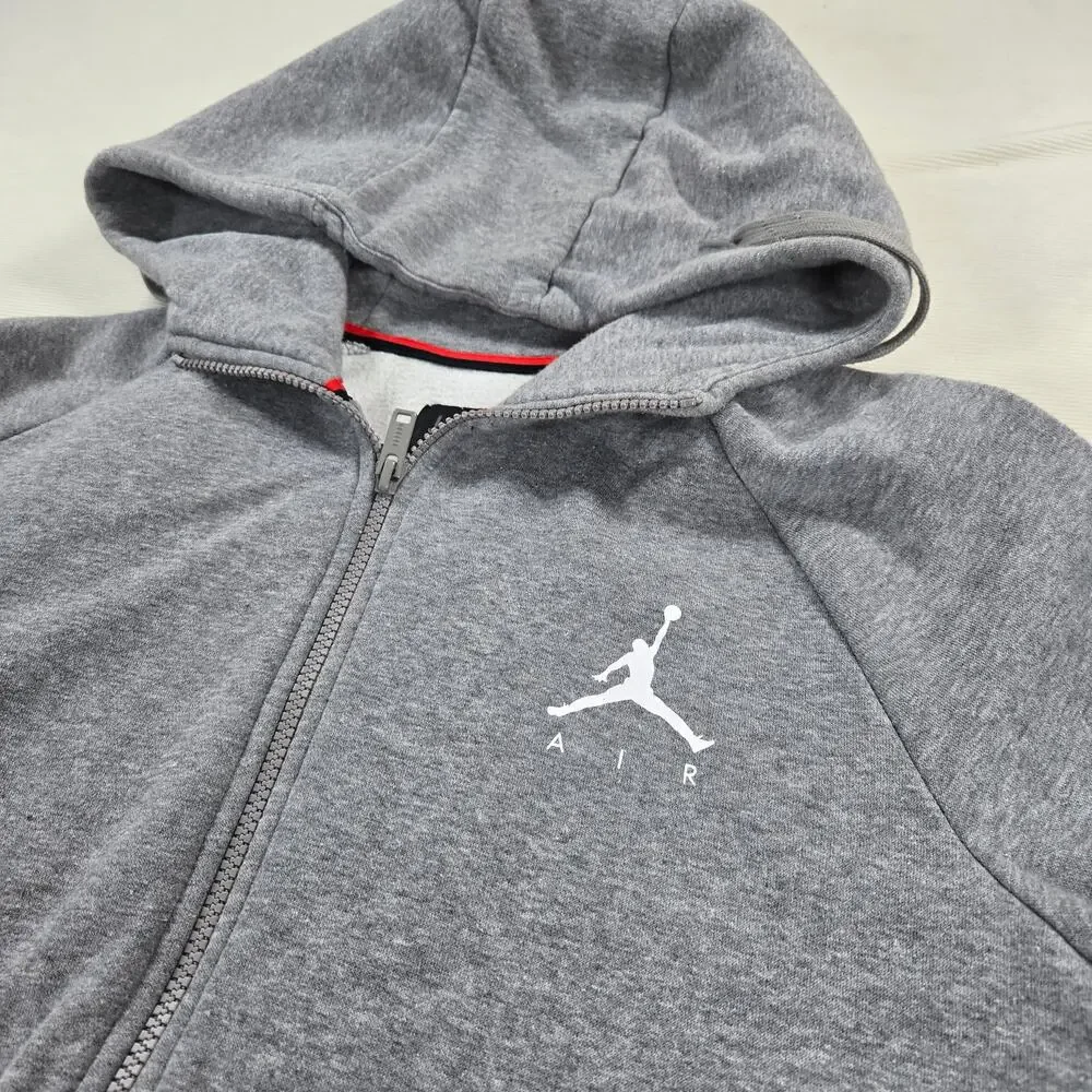 Nike Air Jordan Essential Fleece Lined Full Zip Grey Hoodie Men's Size Medium‎